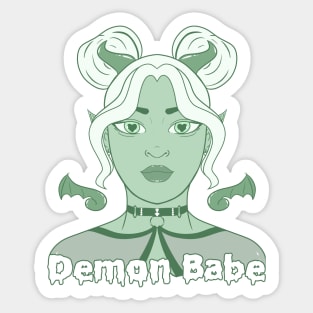 Demon Babe: Pastel Green Demon Girl Sticker